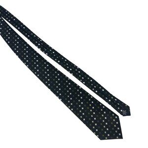 Van Heusen Geometric Diamond Pattern Neck Tie Handmade Polyester Green Black
